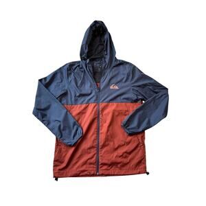 QUICKSILVER Windbreaker size Men's Medium, Blue & Rust color, hooded